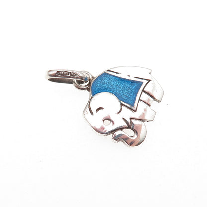 925 Sterling Silver Vintage Italy Enamel Elephant Charm Pendant