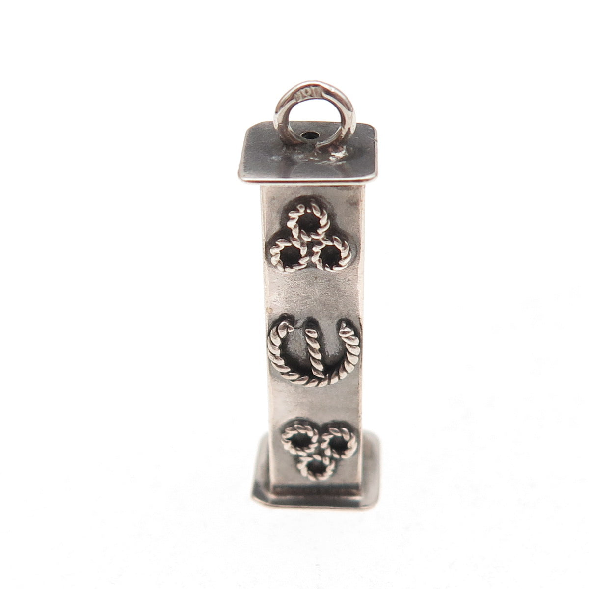 925 Sterling Silver Vintage Mezuzah Oxidized Charm Pendant
