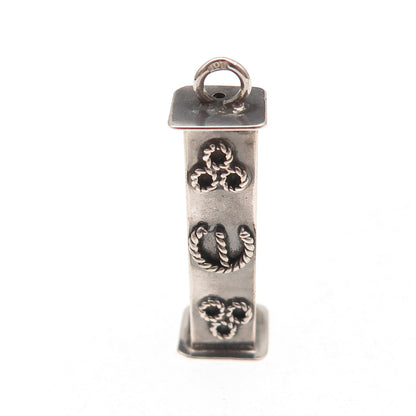 925 Sterling Silver Vintage Mezuzah Oxidized Charm Pendant