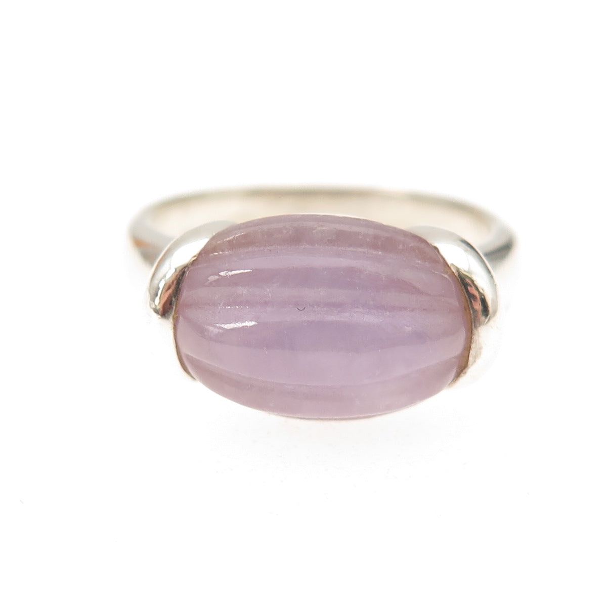 CNA Pranda 925 Sterling Silver Vintage Real Lavender Jade Modernist Ring Size 8