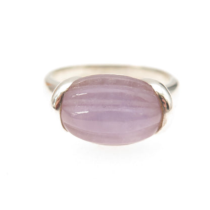 CNA Pranda 925 Sterling Silver Vintage Real Lavender Jade Modernist Ring Size 8