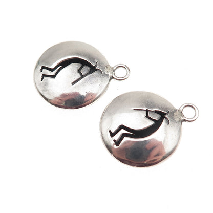Old Pawn Sterling Silver Vintage Southwestern Kokopelli Tribal Jacket Earrings