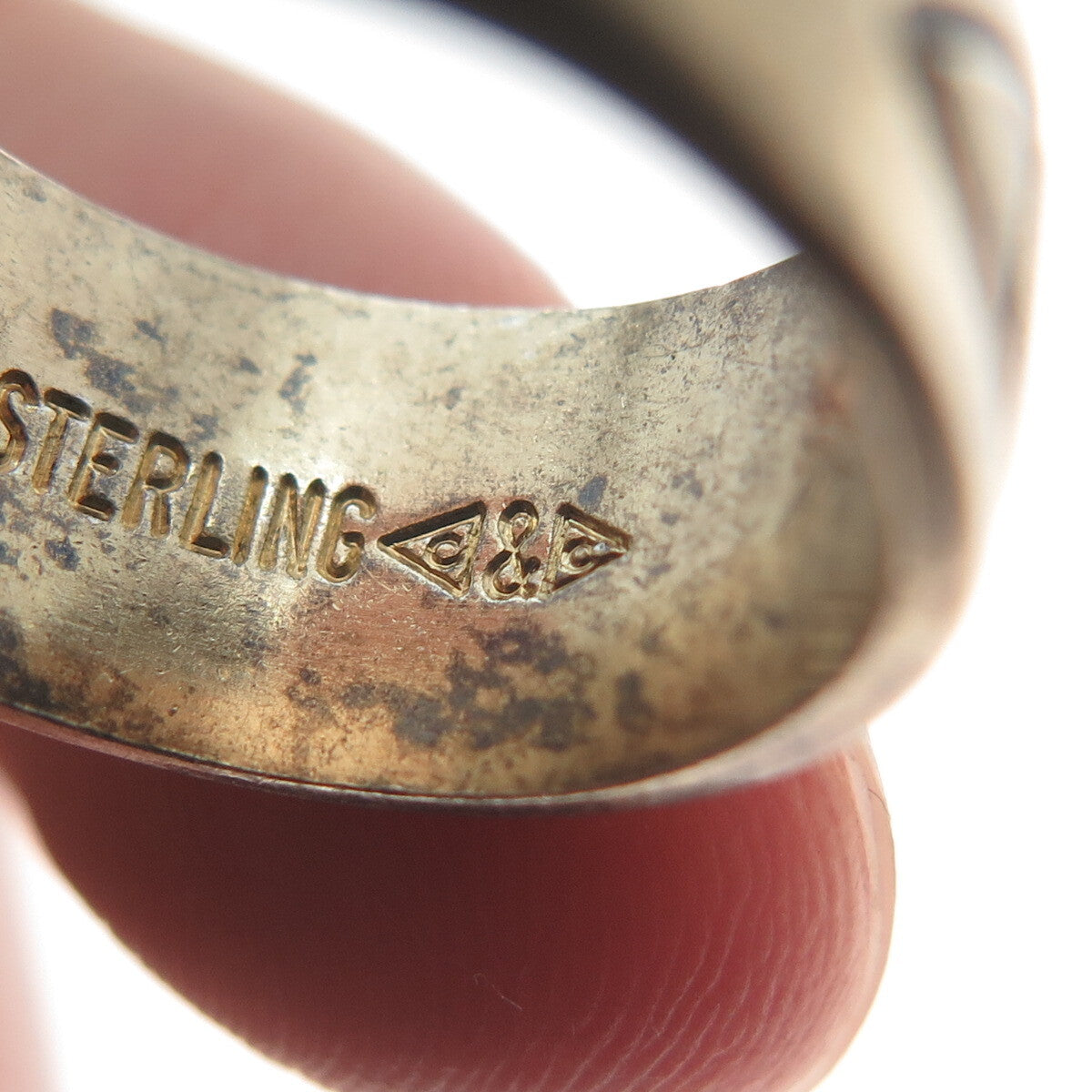 CLARK & COOMBS 925 Sterling Silver Gold Plated Antique Greek Maze Ring Size 5.5
