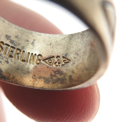 CLARK & COOMBS 925 Sterling Silver Gold Plated Antique Greek Maze Ring Size 5.5