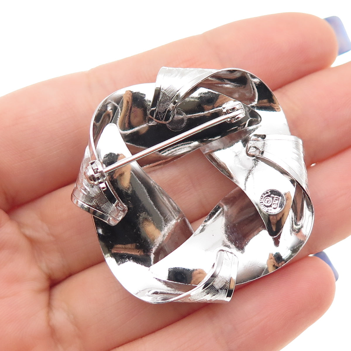 Rolyn 925 Sterling Silver Vintage Modernist Twisted Pin Brooch