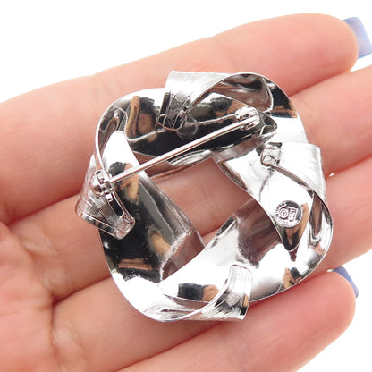 Rolyn 925 Sterling Silver Vintage Modernist Twisted Pin Brooch