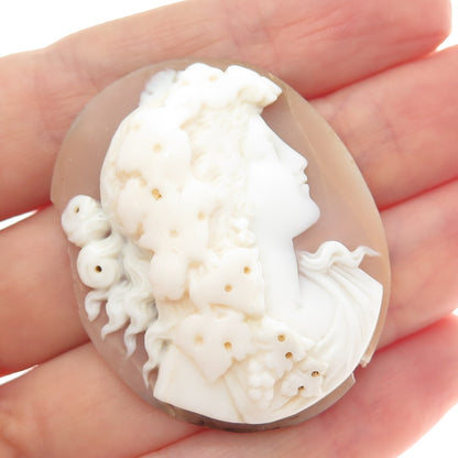 Vintage Real Carved Mother-of-Pearl Victorian Lady Cameo