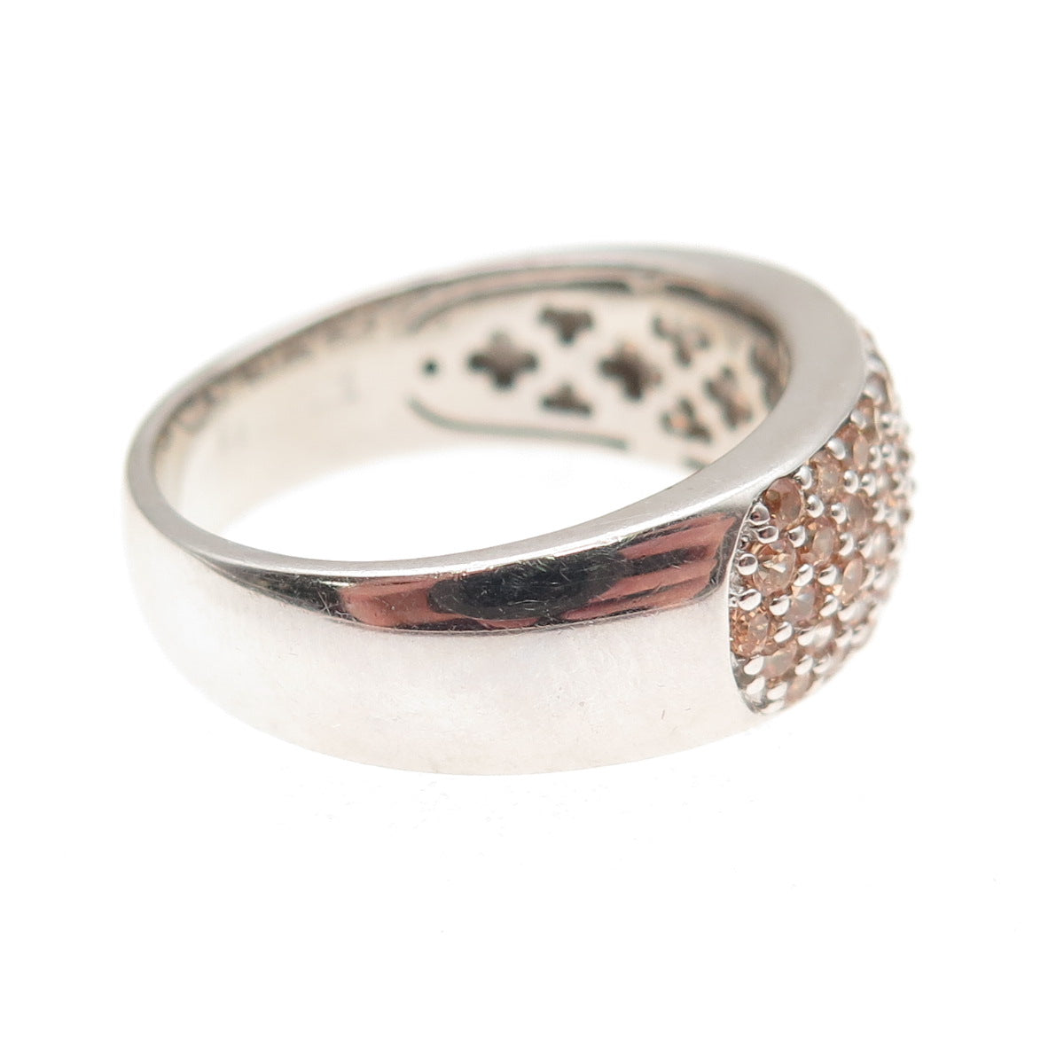 925 Sterling Silver Round-Cut Champagne C Z Sparkle Ring Size 9.5