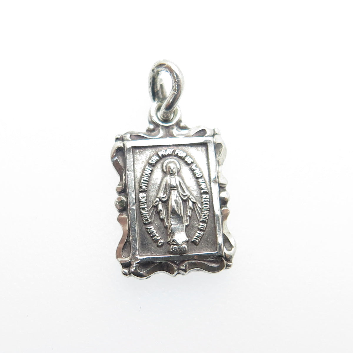 HAYWARD Sterling Silver Antique St. Mary Miraculous Religious Minimalist Pendant