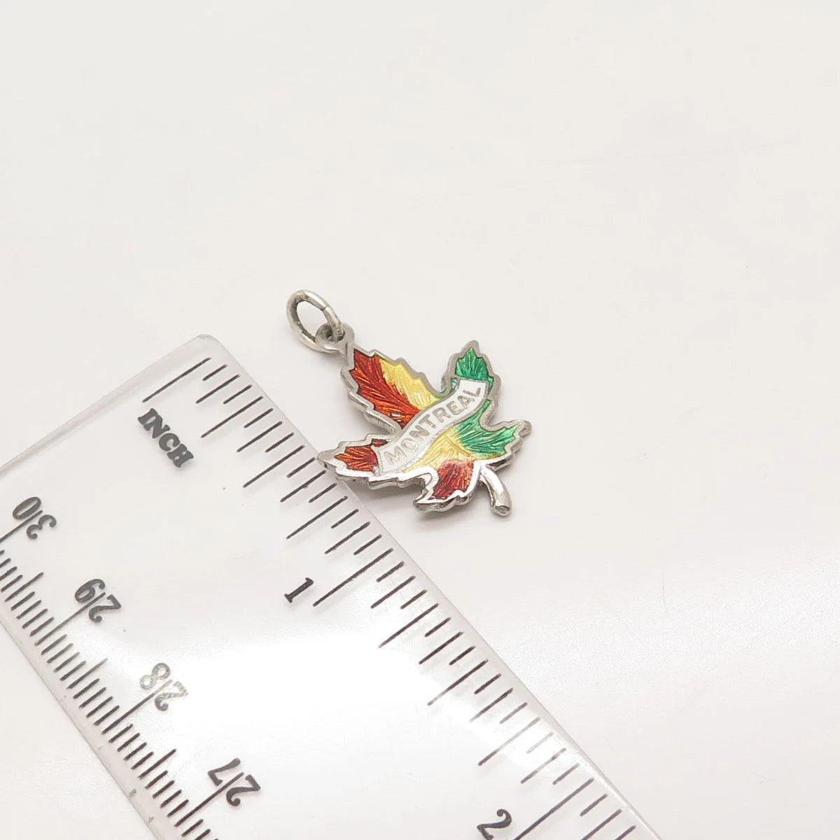 925 Sterling Silver Vintage Breadner & Co. Enamel "Montreal" Maple Leaf Pendant