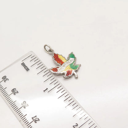925 Sterling Silver Vintage Breadner & Co. Enamel "Montreal" Maple Leaf Pendant
