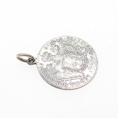 Silver Antique 1915 Austrian Empire Franz Joseph I Coin Replica Charm Pendant