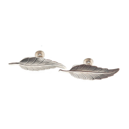 JewelArt 925 Sterling Silver Antique Art Deco Feather Screw Back Earrings