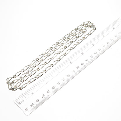 925 Sterling Silver Vintage Mexico Figaro Chain Necklace 28"