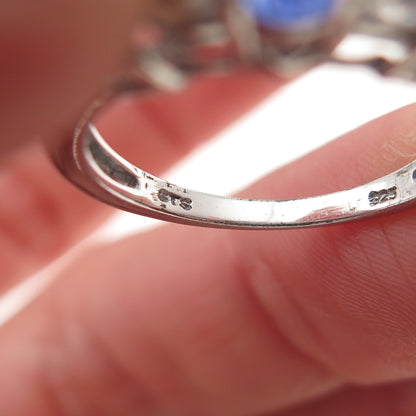 Chuck Clemency 925 Sterling Silver Real Tanzanite & White Topaz Ring Size 7