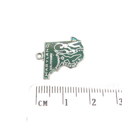 ART'S ELEGANCE 925 Sterling Silver Vintage Enamel Maryland Charm Pendant