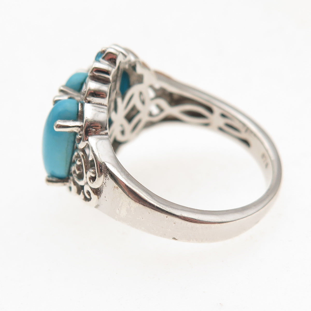 Chuck Clemency 925 Sterling Silver Real Turquoise & Apatite Ring Size 8