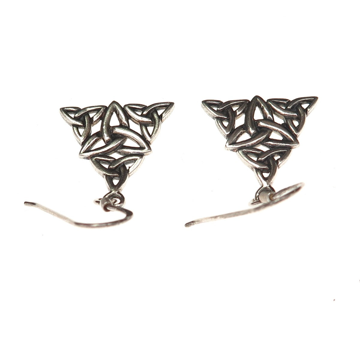 925 Sterling Silver Vintage Celtic Trinity Oxidized Dangle Earrings
