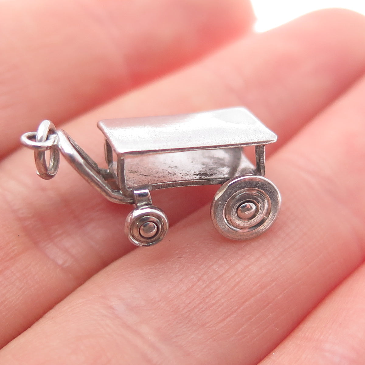 925 Sterling Silver Antique Art Deco Wagon / Trolley Mini 3D Charm Pendant
