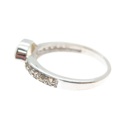 925 Sterling Silver Real Round-Cut Diamond & Oval-Cut Citrine Ring Size 7.75