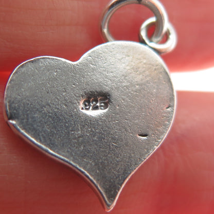 925 Sterling Silver Vintage Be Smart Heart Oxidized Minimalist Charm Pendant