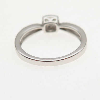 Sun 925 Sterling Silver Real Round-Cut Diamond Engagement Ring Size 7