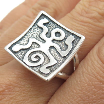 925 Sterling Silver Vintage Tribal Adjustable Ring Size 8.75
