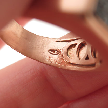 Badel 925 Sterling Silver Rose Gold Plated Real Black Diamond Ring Size 10.5