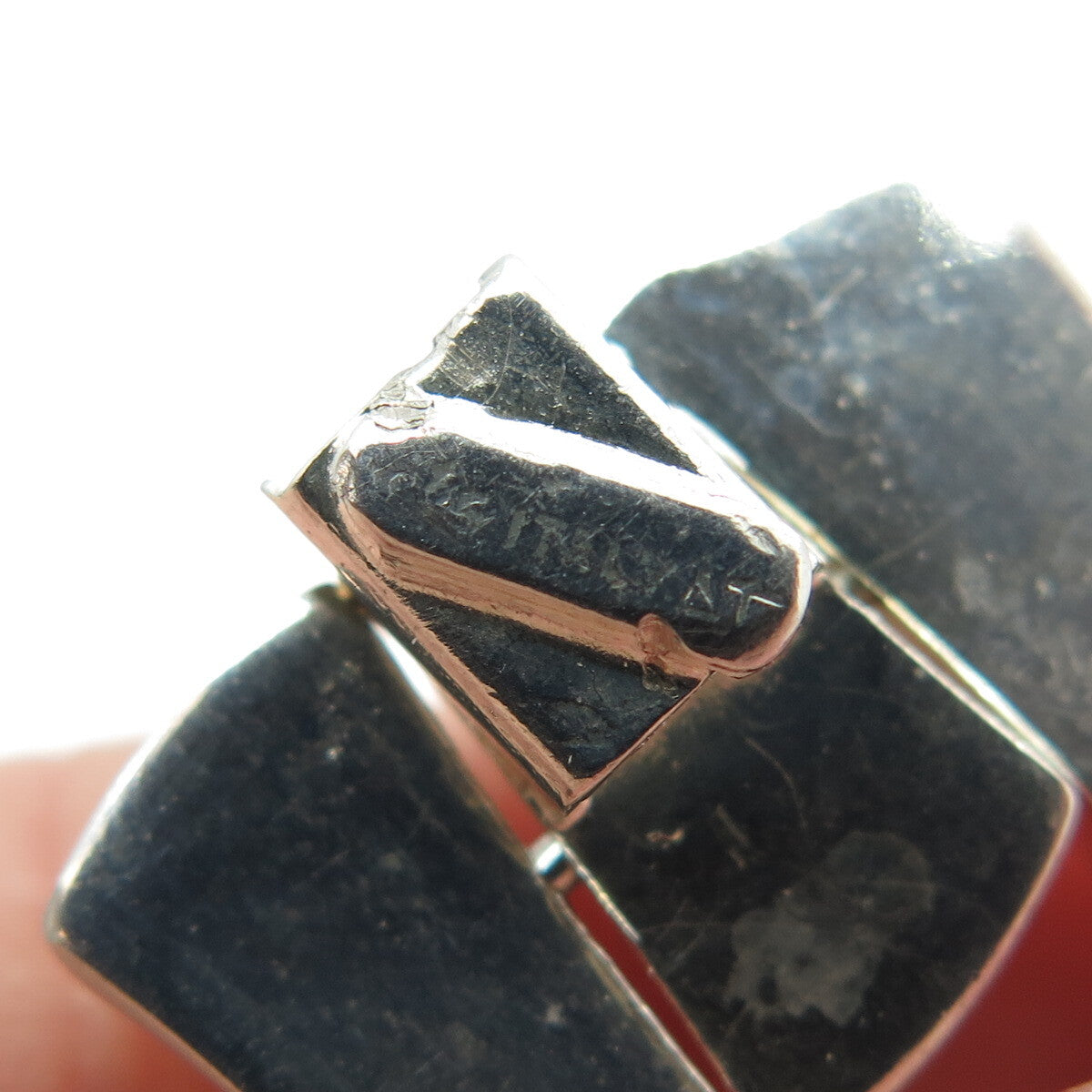 925 Sterling Silver 2-Tone Vintage Italy Modernist Panel Link Bracelet 7.5"
