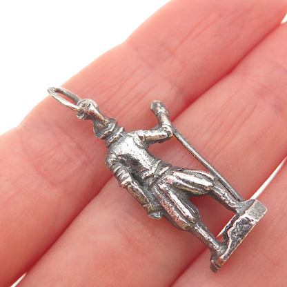 800 Silver Antique Art Deco Vatican City Swiss Guard Oxidized 3D Charm Pendant