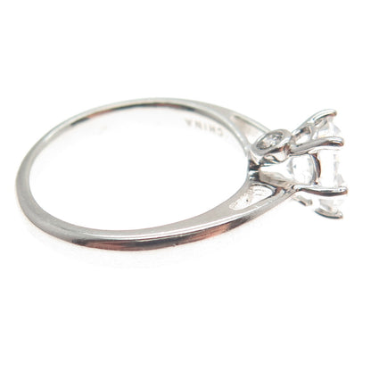 925 Sterling Silver Round-Cut Shaped C Z Engagement Ring Size 8.25