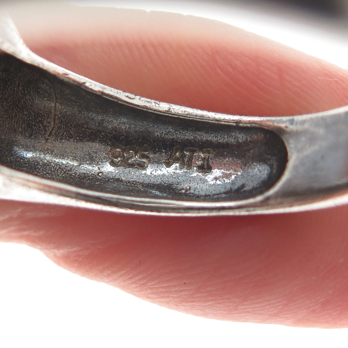 925 Sterling Silver Vintage Modernist Dome Oxidized Ring Size 10