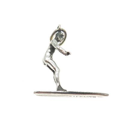 925 Sterling Silver Antique Art Deco Surfer 3D Pendant