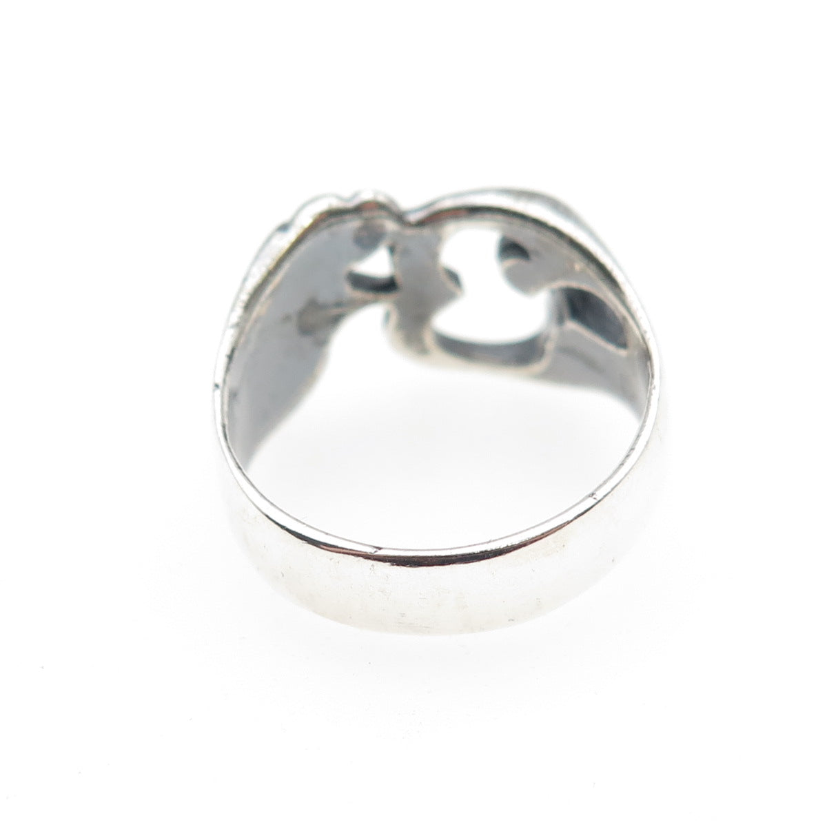 925 Sterling Silver Vintage Om Mantra Oxidized Ring Size 7.75
