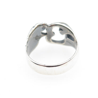 925 Sterling Silver Vintage Om Mantra Oxidized Ring Size 7.75