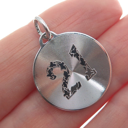 925 Sterling Silver Vintage 21 Lucky Number Round Charm Pendant
