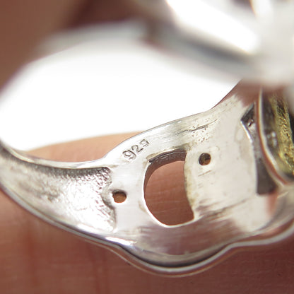 925 Sterling Silver Real Oval-Cut Smoky Quartz & Citrine Ring Size 7