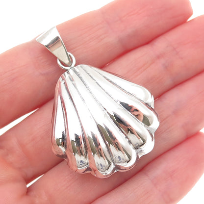 950 Silver Vintage Mexico Modernist Seashell Oxidized Charm Pendant