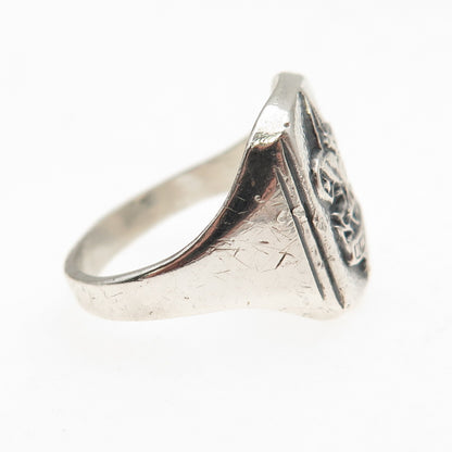 925 Sterling Silver Vintage US Boy Scouts Be Prepared Oxidized Ring Size 7