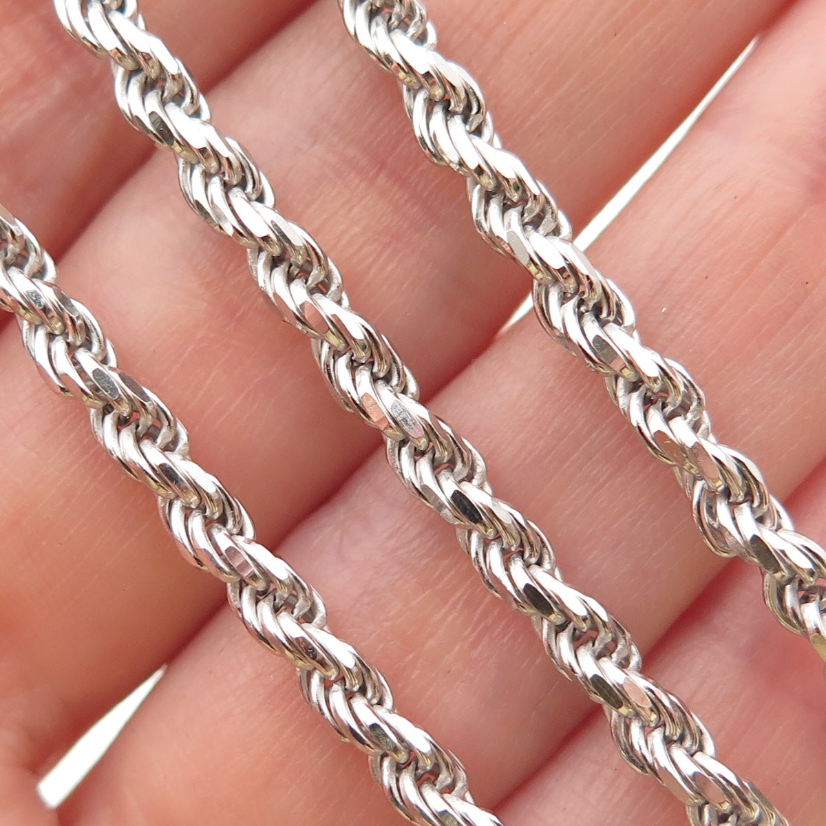 925 Sterling Silver Italy Twisted Rope Chain Necklace 20"
