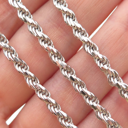 925 Sterling Silver Italy Twisted Rope Chain Necklace 20"