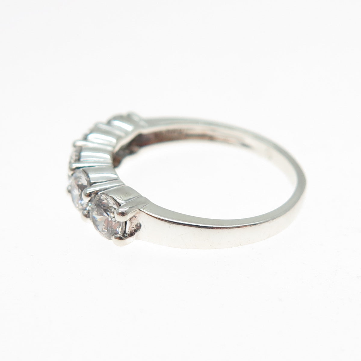 ROSS SIMONS 925 Sterling Silver Round-Cut C Z Half Eternity Ring Size 6.25