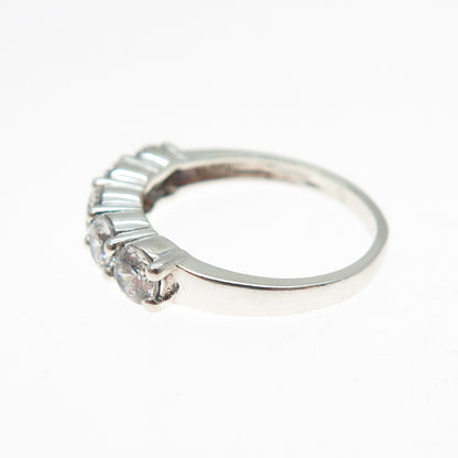 ROSS SIMONS 925 Sterling Silver Round-Cut C Z Half Eternity Ring Size 6.25