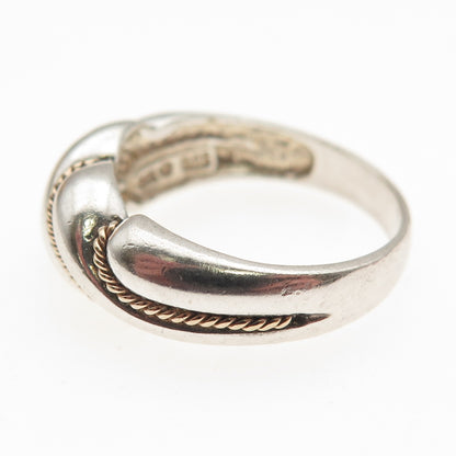 MONICA JAIN 925 Sterling Silver 14K Gold Vintage Modernist Ring Size 8.75