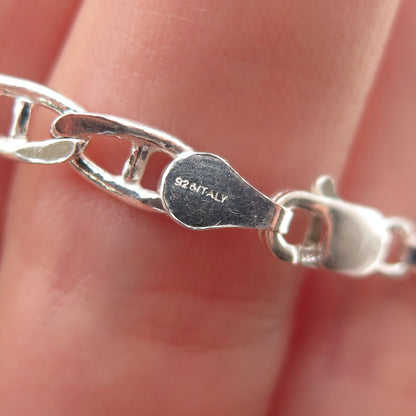 925 Sterling Silver Italy Anchor Mariner Link Bracelet 6.75"