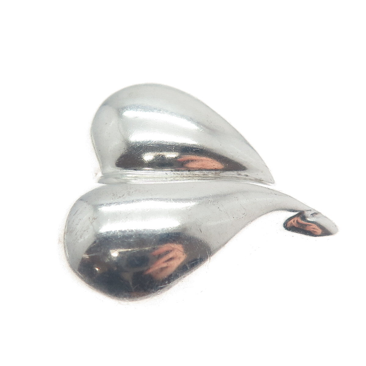 925 Sterling Silver Vintage Mexico Modernist Puffy Heart Pin Brooch