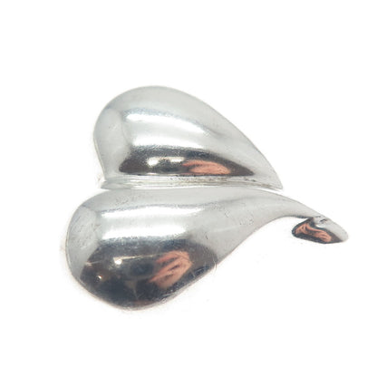 925 Sterling Silver Vintage Mexico Modernist Puffy Heart Pin Brooch