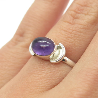 925 Sterling Silver Vintage Real Amethyst Gemstone Ring Size 6