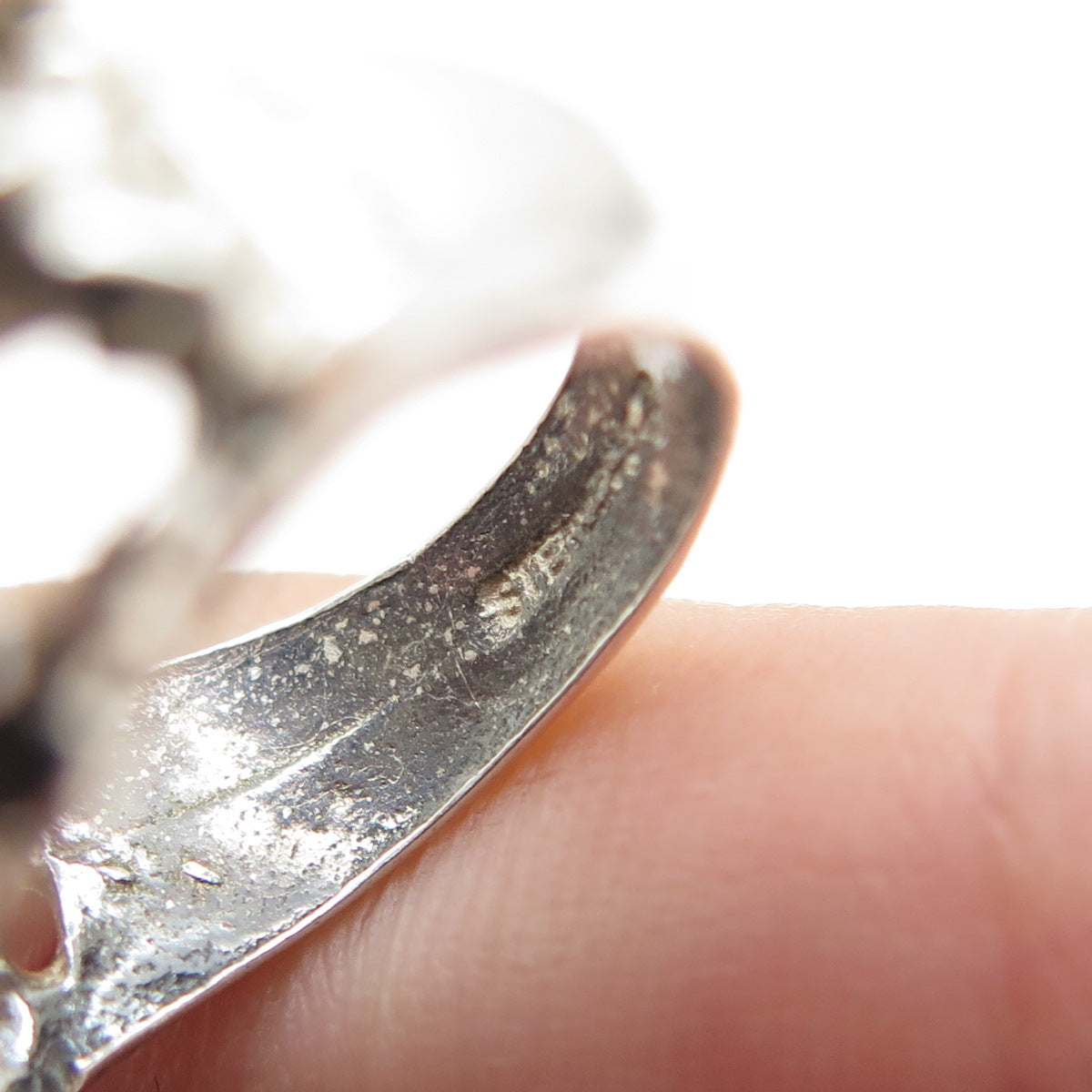 925 Sterling Silver Vintage Modernist Nugget Oxidized Dome Ring Size 5.5