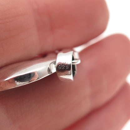 925 Sterling Silver Vintage Floral Leaf Oxidized Charm Pendant